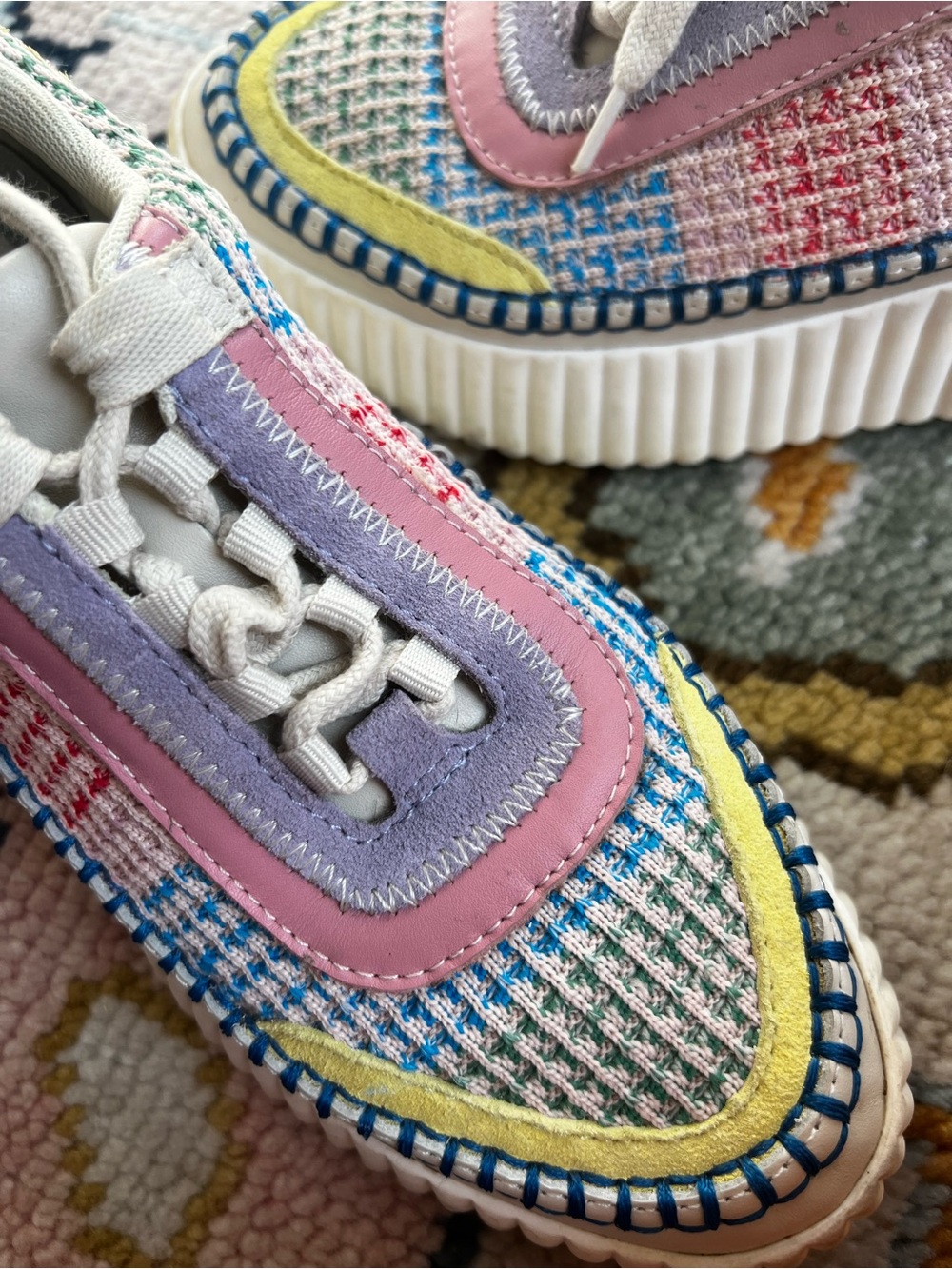Dolce Vita Dolan Pastel Multi-Color Mesh Sneakers - Pink, Lavender & Yellow